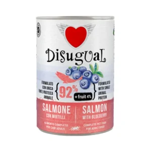 Disugual Salmón con Arándanos – Alimento Monoproteico para Perros Adultos (Lata 400g)